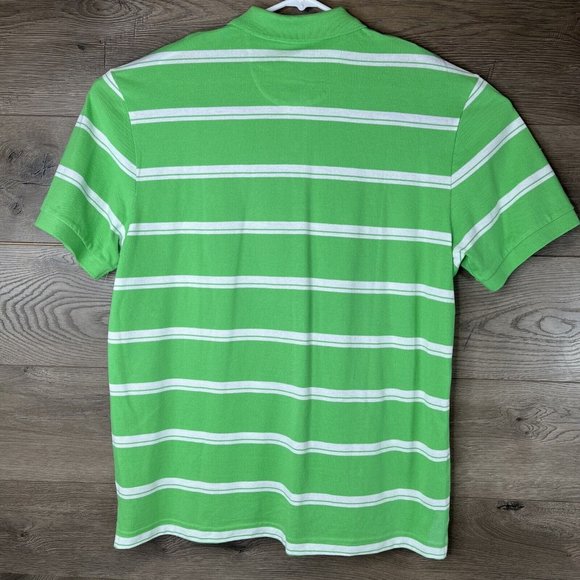 Chaps Polo Shirt Mens XL Green with White Strips Classic Fit Cotton Short Sleeve - Picture 7 of 12